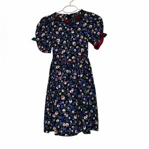 Vtg Rare Editions Union made blue purple floral dress sz 8 3D floral appliqués